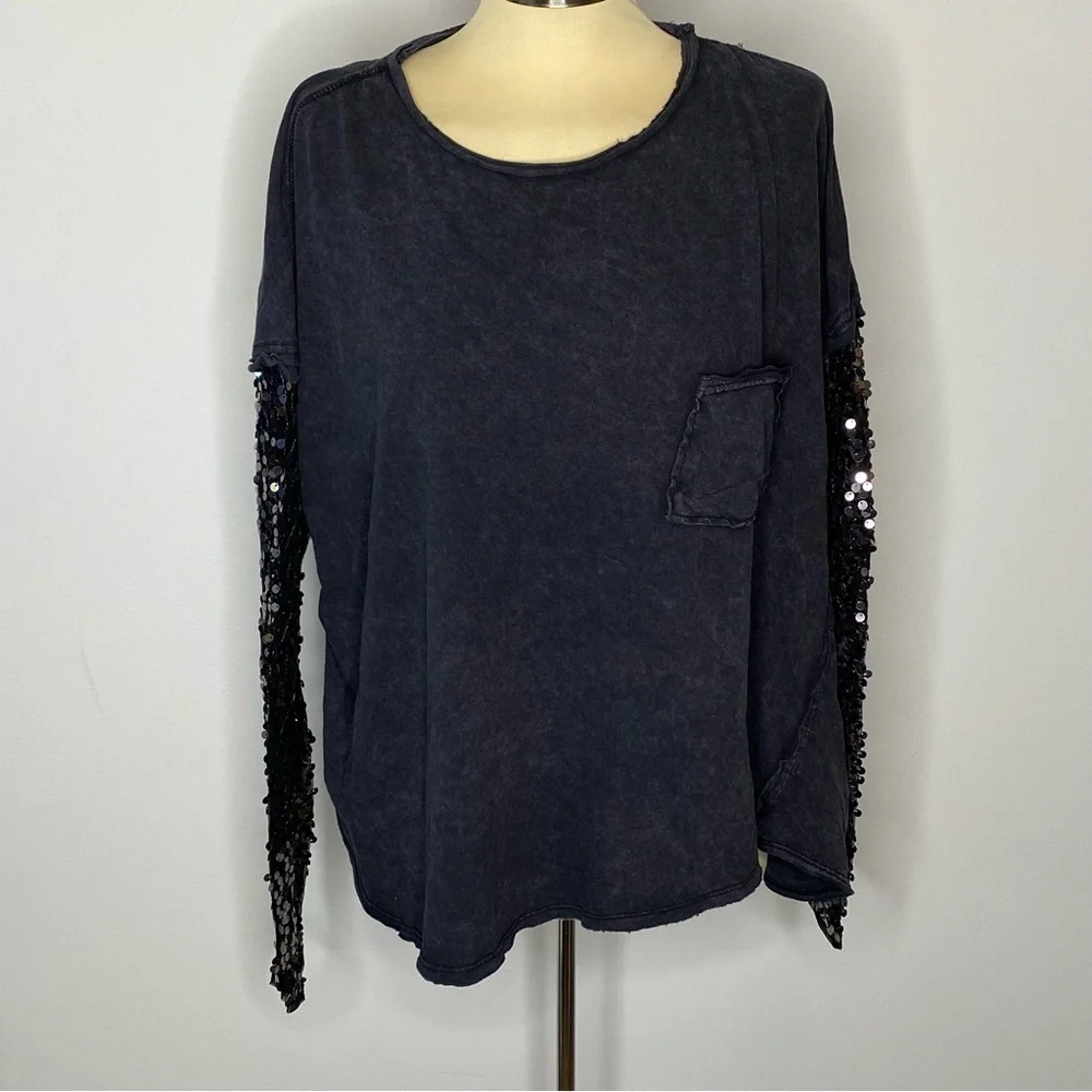 Free People Sequin Sleeve Celine Tee